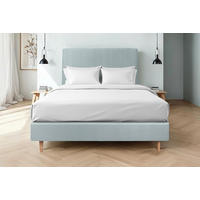 KOPFTEIL gepolstertes – blaugrauer Samtstoff - 200 cm - Beige/Blaugrau, Karton/Holz (200/120/10cm) - Sommeil de Plomb