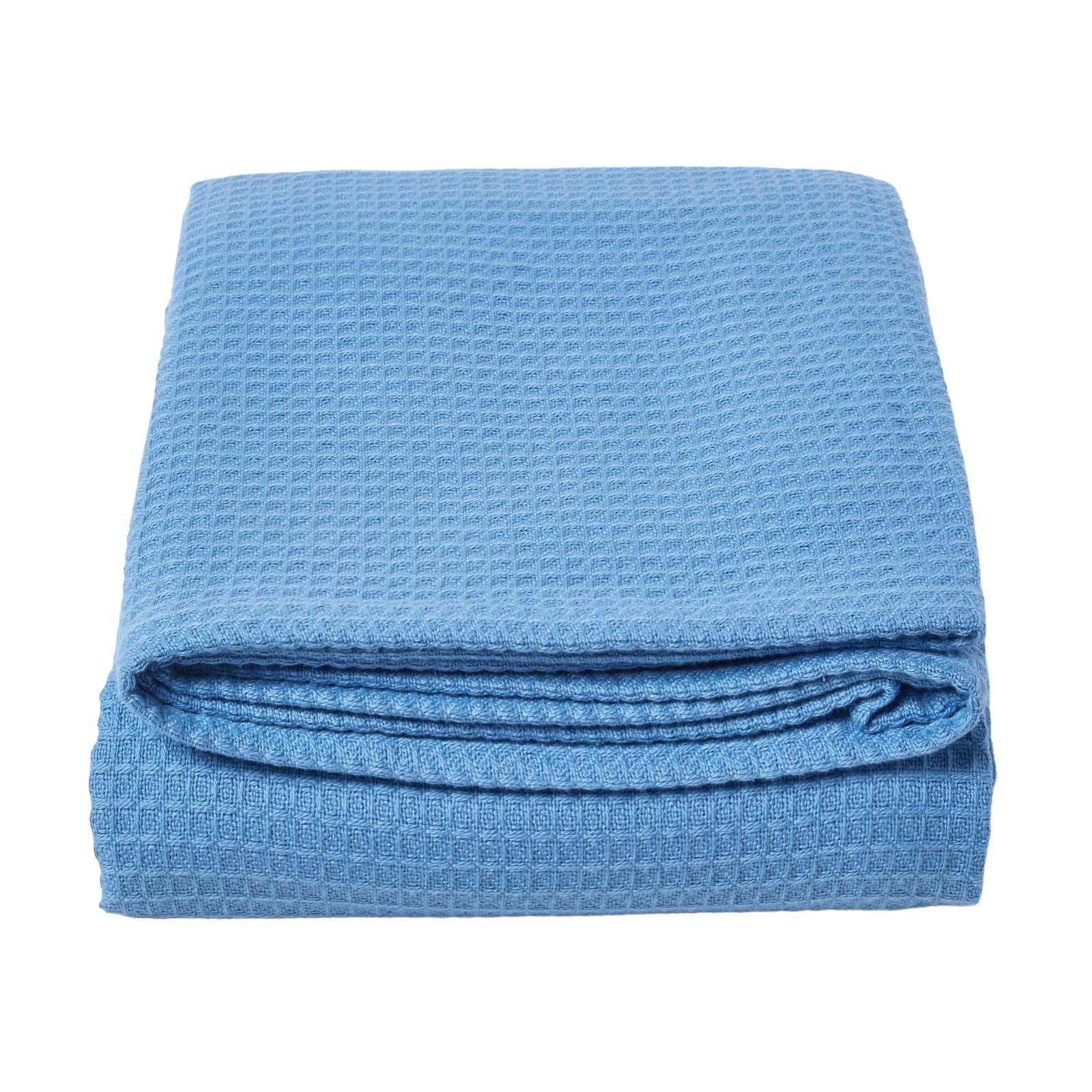 BIO-WOHNDECKE Waffelpiqué 230/280 cm - Blau, Textil (280/230cm) - Homescapes