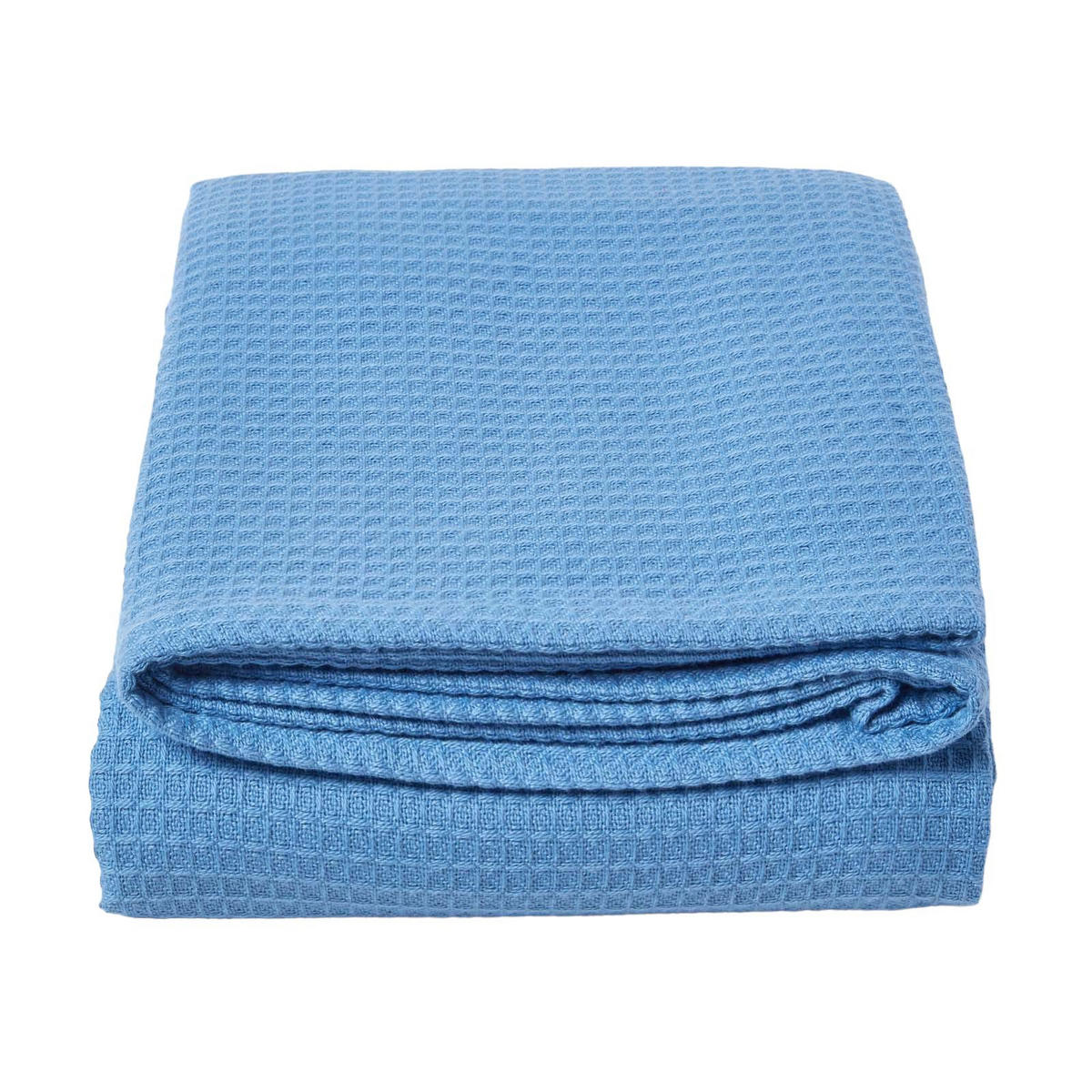 BIO-WOHNDECKE Waffelpiqué 230/250 cm - Blau, Textil (250/230cm) - Homescapes