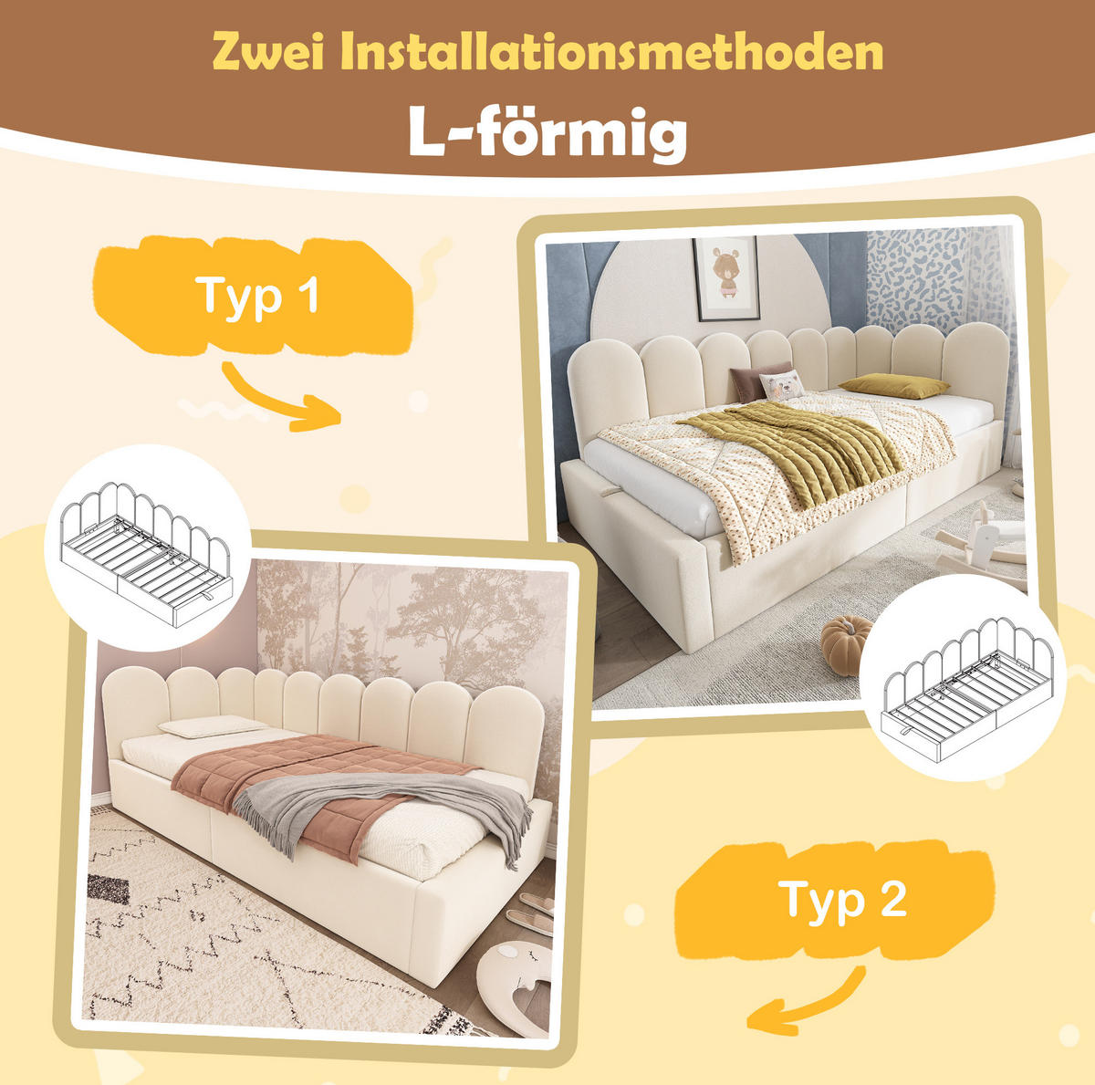 KINDERBETT Polsterbett 90/200 cm aus Samt mit hydraulischem Stauraum Beige - Beige, Textil (90/200cm) - Modenvie
