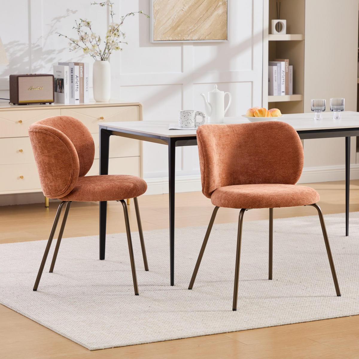 STUHL-SET DE-36344 2 Stück mit Bronzemetallbeinen Orange - Orange, Metall (52/80/46.5cm) - ComfortXL