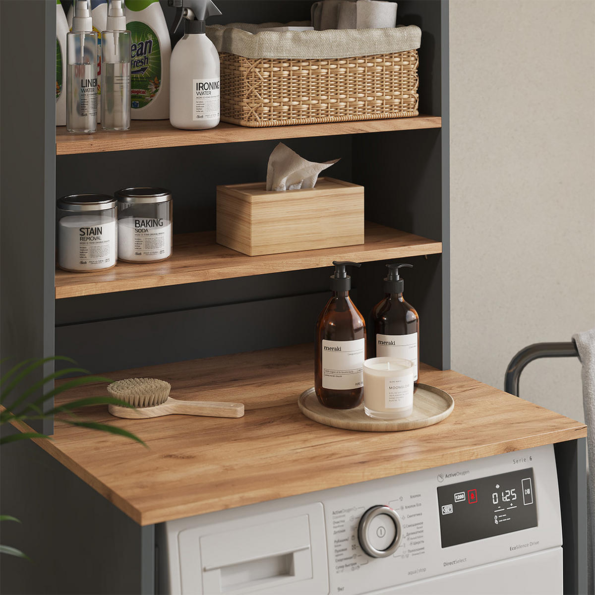 SKŘÍŇKA NA PRAČKU Viktor Antracit/zlatý dub - medově dubová/antracitová, kompozitní dřevo (66/88.2/60cm) - Vicco