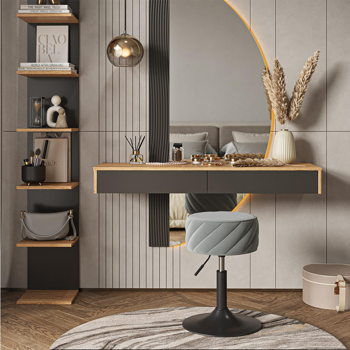 HOCKER Cherio Grau 35 x 50.5 cm - Grau, Textil (35/50.5/38.5cm) - Vicco