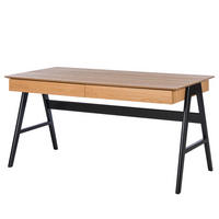 SCHREIBTISCH - Eiche teilmassiv - Eichefarben/Schwarz, Holz/Holzwerkstoff (76/150/75cm) - home24