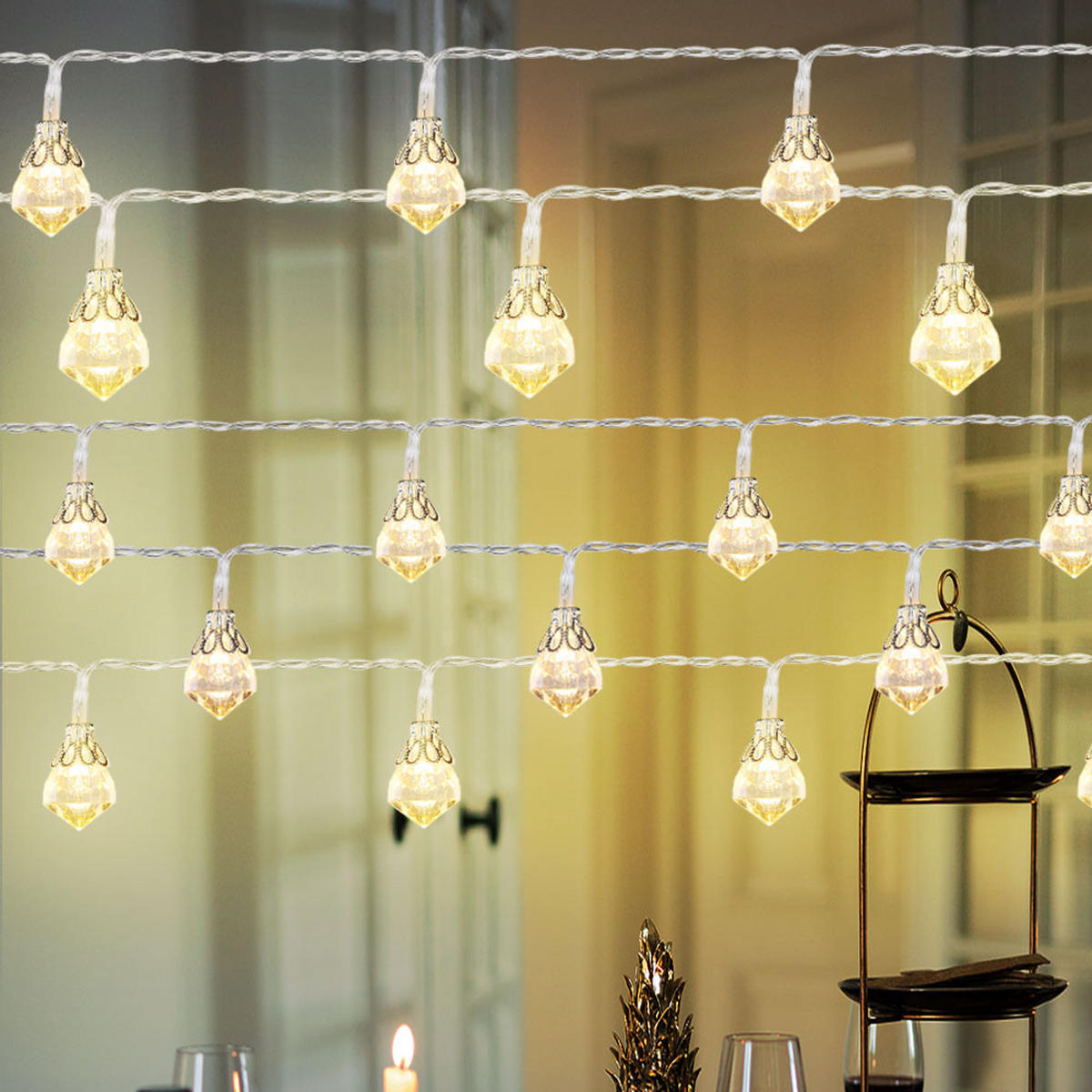 LED DEKOLEUCHTE Silber Kristall Design - Silberfarben, Kunststoff (120/2.2/2.7cm) - Globo Lighting