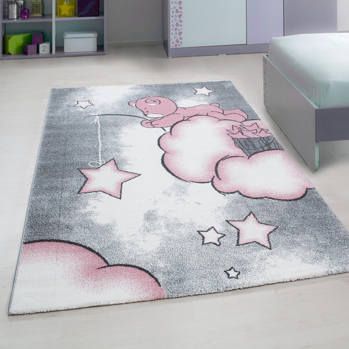 KINDERTEPPICH Bär Polypropylen gewebt saugroboter Kurzflor Kinderzimmer Pink Rechteckig 160x230 - Rosa, Textil (160/230cm) - KADIMA DESIGN