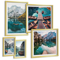BILDER SET 5er Set - 50x50 cm & 20x30 cm & 40x60 cm Goldrahmen - Ansichten von Griechenland, Łódź, Häuser - Goldfarben, Kunststoff (40/60cm) - TULUP