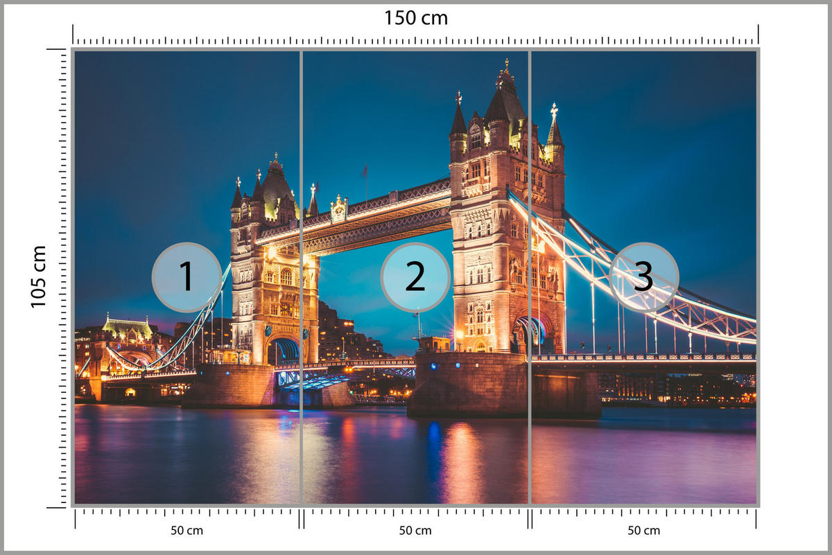 FOTOTAPETA Pre Obývaciu Izbu Tower Bridge Londýn Temža Panoráma 150 x 105 cm - oranžová/hnedá, papier (150/105cm) - Muralo