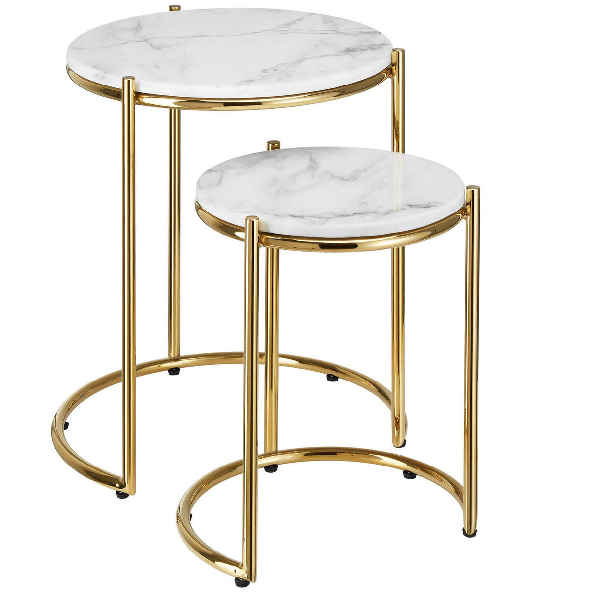 BEISTELLTISCH Ellsa,ineinander schiebbar,weiß/gold - Goldfarben/Weiß, Stein (43/43/50.5cm) - tectake