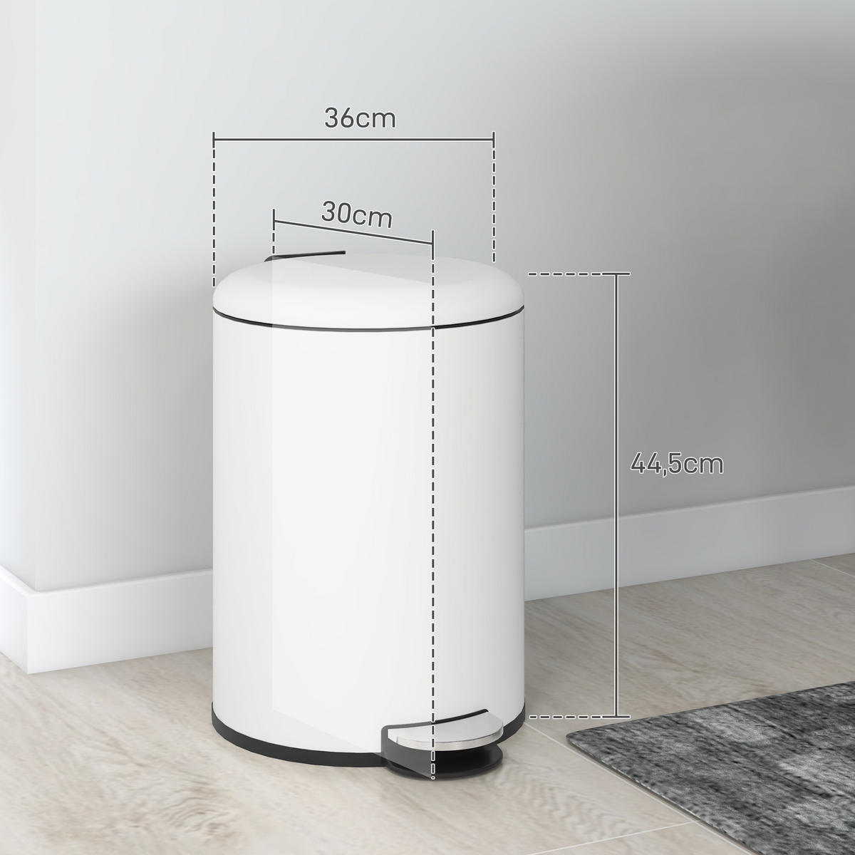 MÜLLEIMER 20L - Creme, Metall (30/44.5/36cm) - HOMCOM