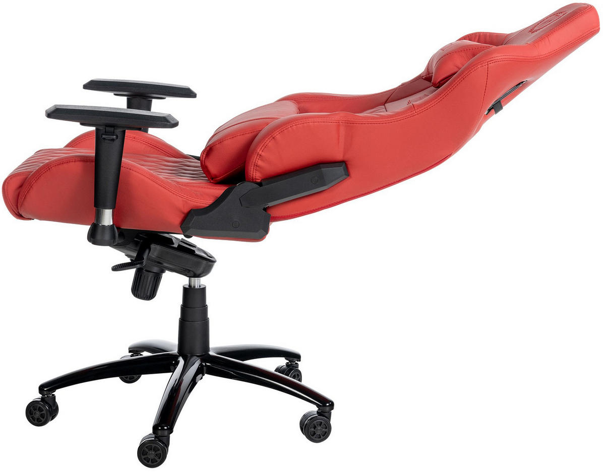 CHEFSESSEL Echtleder rot - Rot/Schwarz, Leder/Metall (70/129/64cm) - CLP