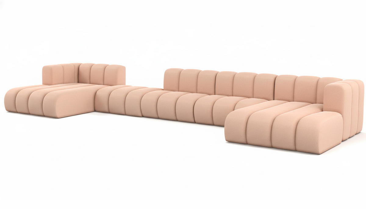ECKSOFA U-Form Grand U Big XL 500 cm, Velourstoff Salvador, Rosa - Pink, Holz (500/179cm) - Kaiser Möbel