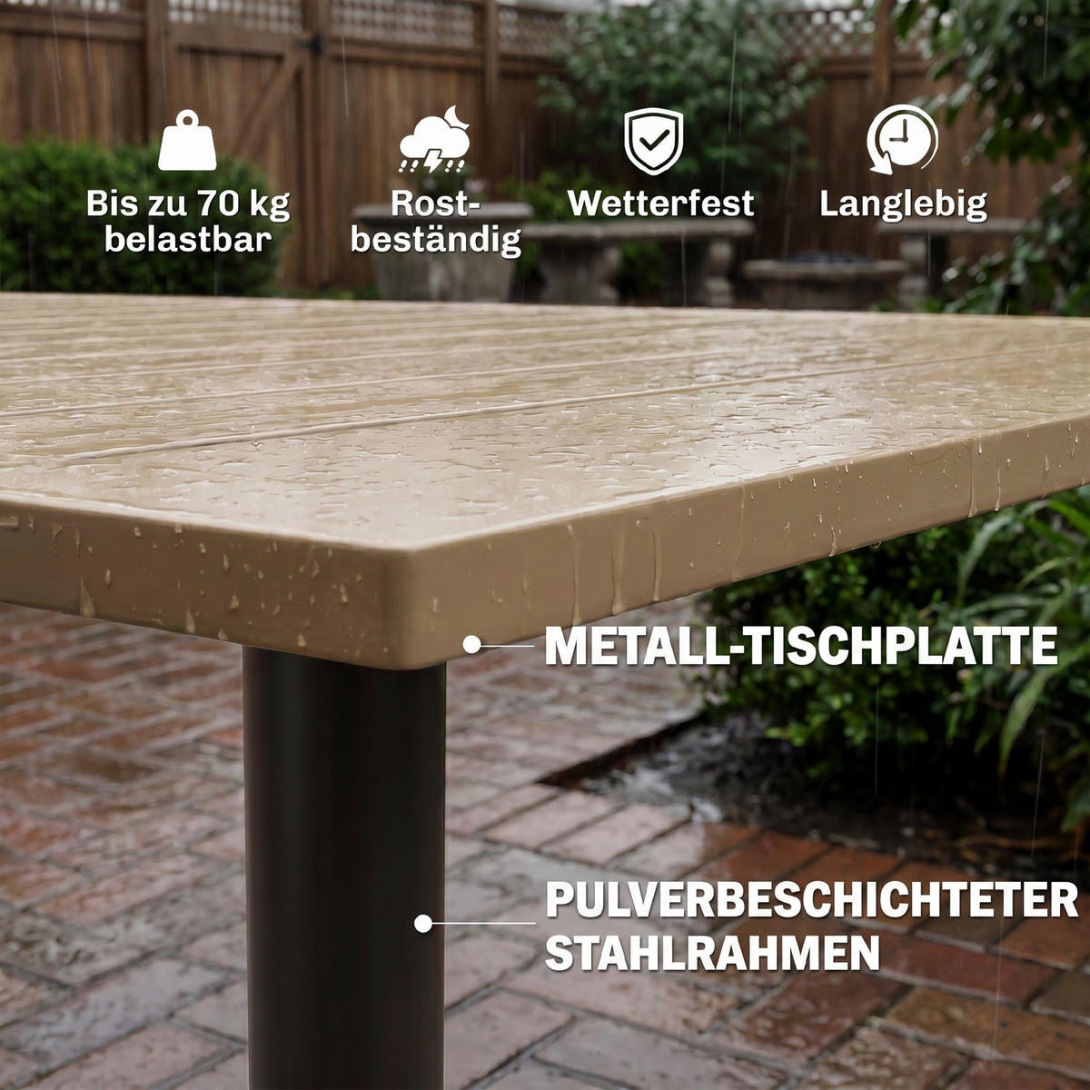 GARTENTISCH Braun 150.0/90.0/73.0cm - Braun, Metall (150/90/73cm)