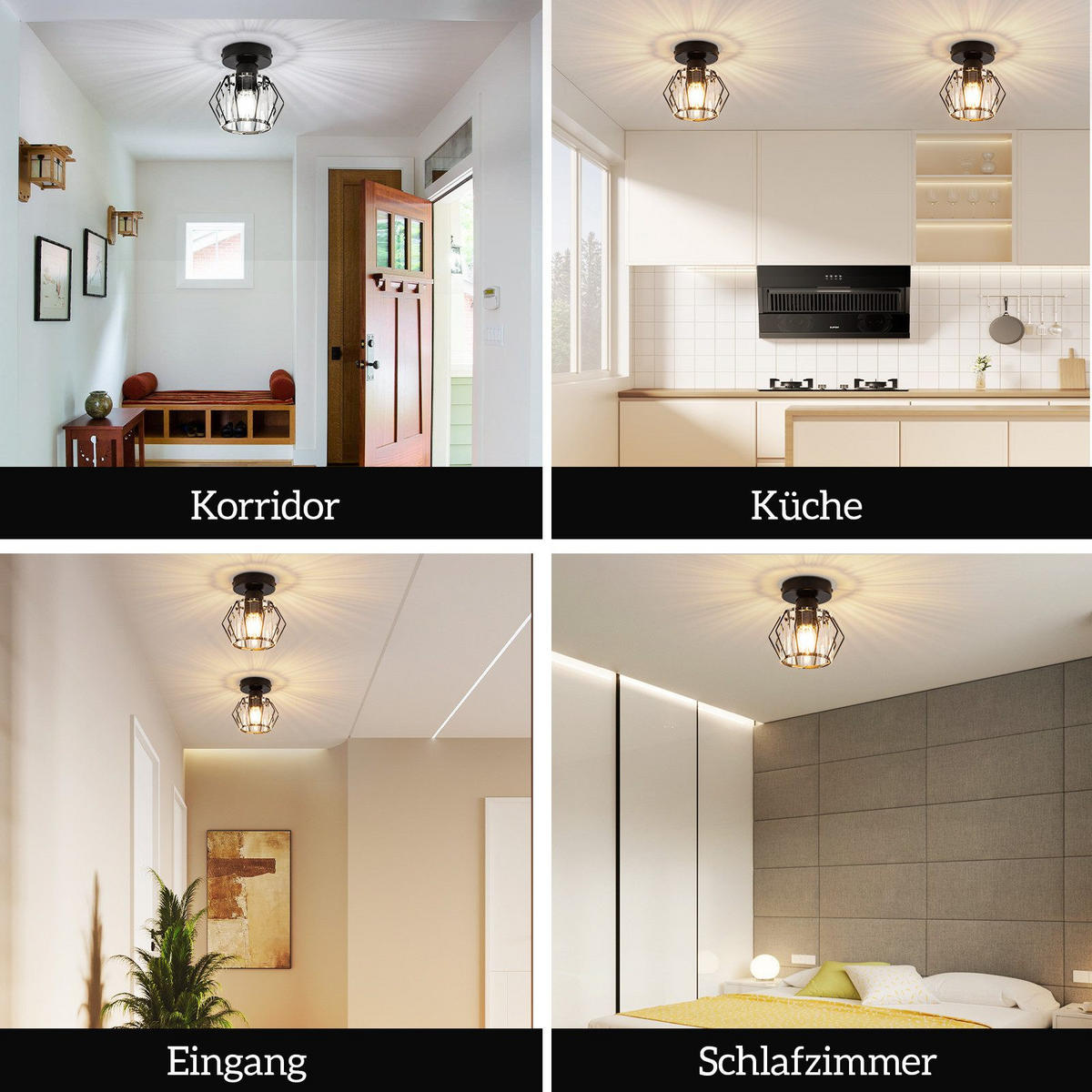 LED-DECKENLEUCHTE Tyrris 15/16/15 cm - Schwarz, Metall (16/15/15cm) - ZMH