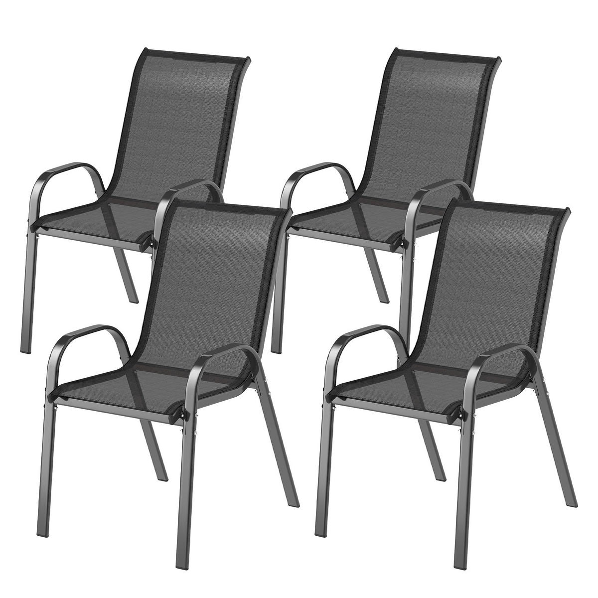 GARTENSTUHL Schwarz 4 Stück - Schwarz, Metall (54/93/71cm) - GiPP