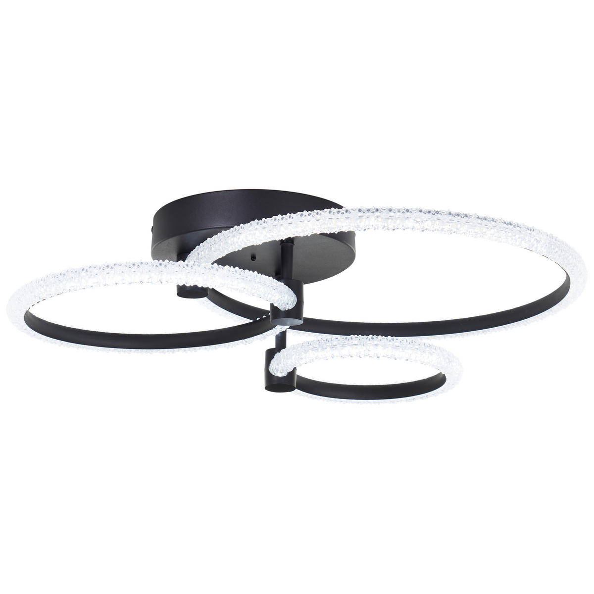 LED DECKENLEUCHTE Aydin Schwarz matt/Transparent 42/56,5/15,5 cm - Multicolor, Kunststoff (42/56.5/15.5cm) - Brilliant