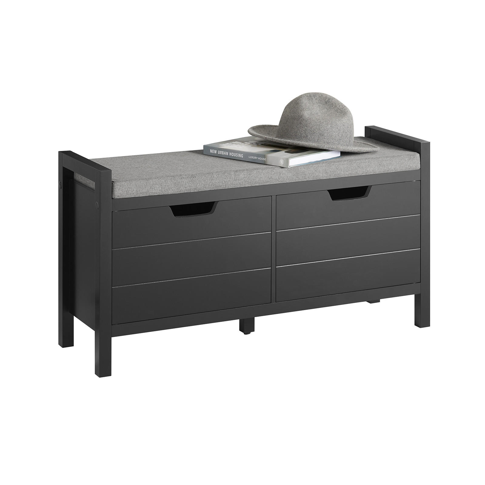 SCHUHBANK Schwarz - Schwarz, Holzwerkstoff (91/50/30cm) - SoBuy