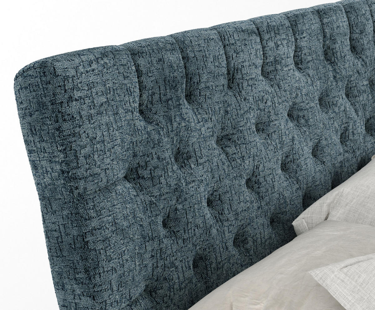 BOXSPRINGBETT Seraphine Blau 200/200 cm - Blau/Schwarz, Holz/Holzwerkstoff (200/200cm) - Maison de Reve