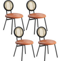 POLSTER-ESSZIMMERSTUHL 4er-Set mit Rattan-Rückenlehne und Metallbeinen Schwarz/Braun - Braun, Metall (43.1/84.1/43.1cm) - Garvee