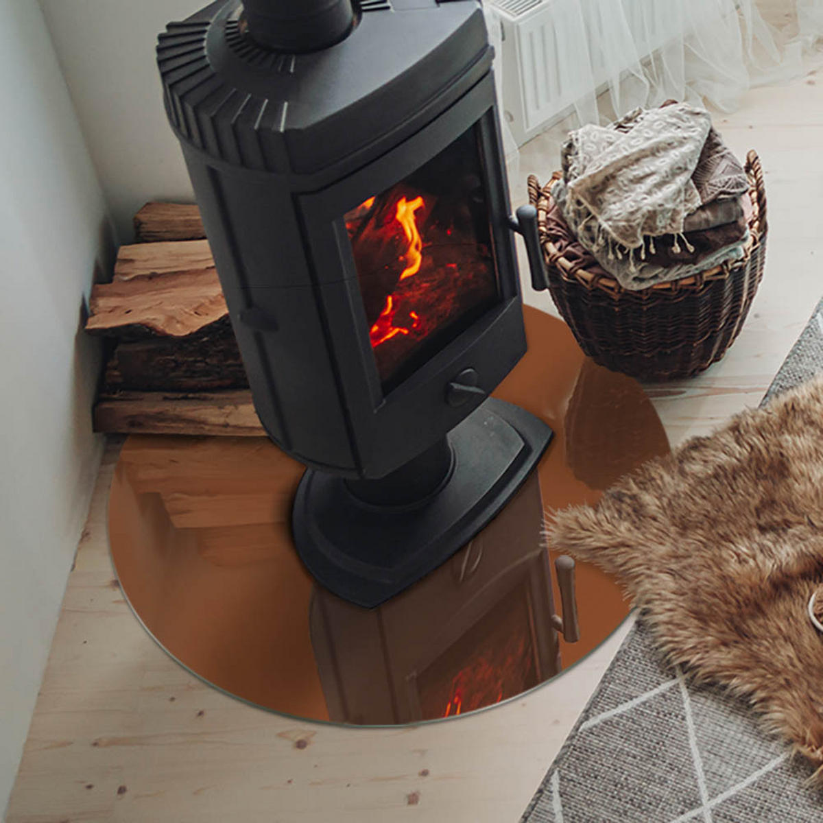 GLASPLATTE für Kamin Ø 70 cm - Braun, Glas (70/70/0.4cm) - TULUP