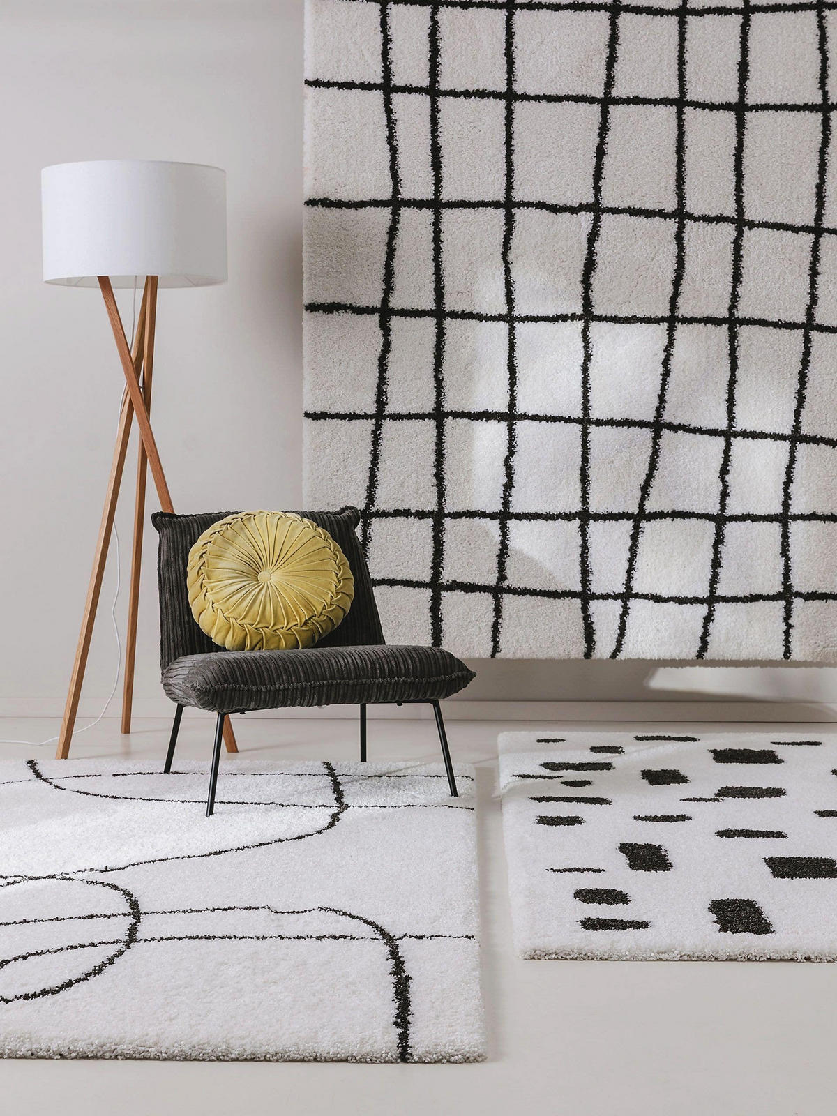 HOCHFLORTEPPICH Louise Schwarz/Weiß 140x200 cm - Schwarz, Textil (140/200cm) - benuta Pop
