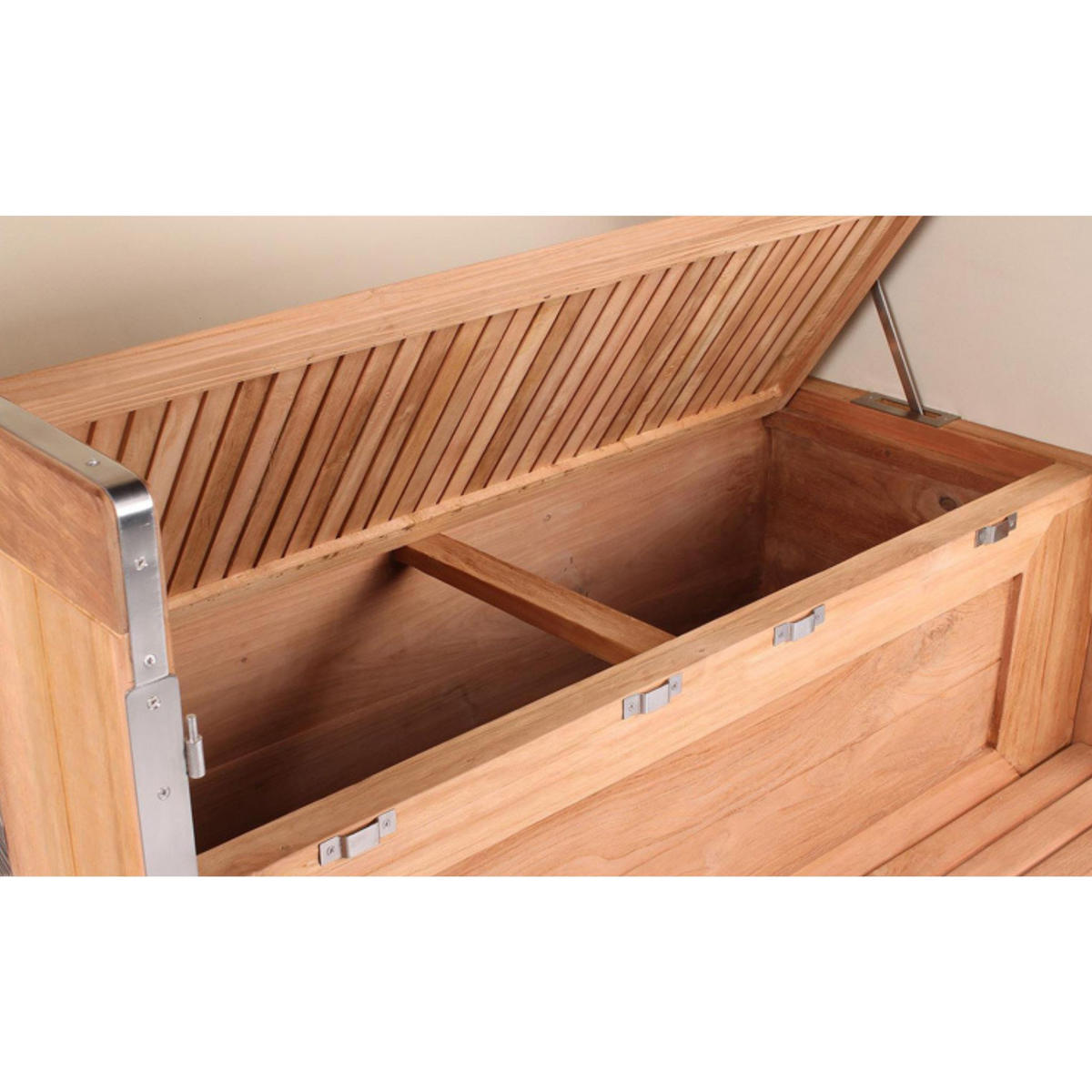 STRANDKORB Baltikum Teak 2,5 Sitzer - Braun/Grau, Holz/Metall (142/170/95cm) - Mr. Deko