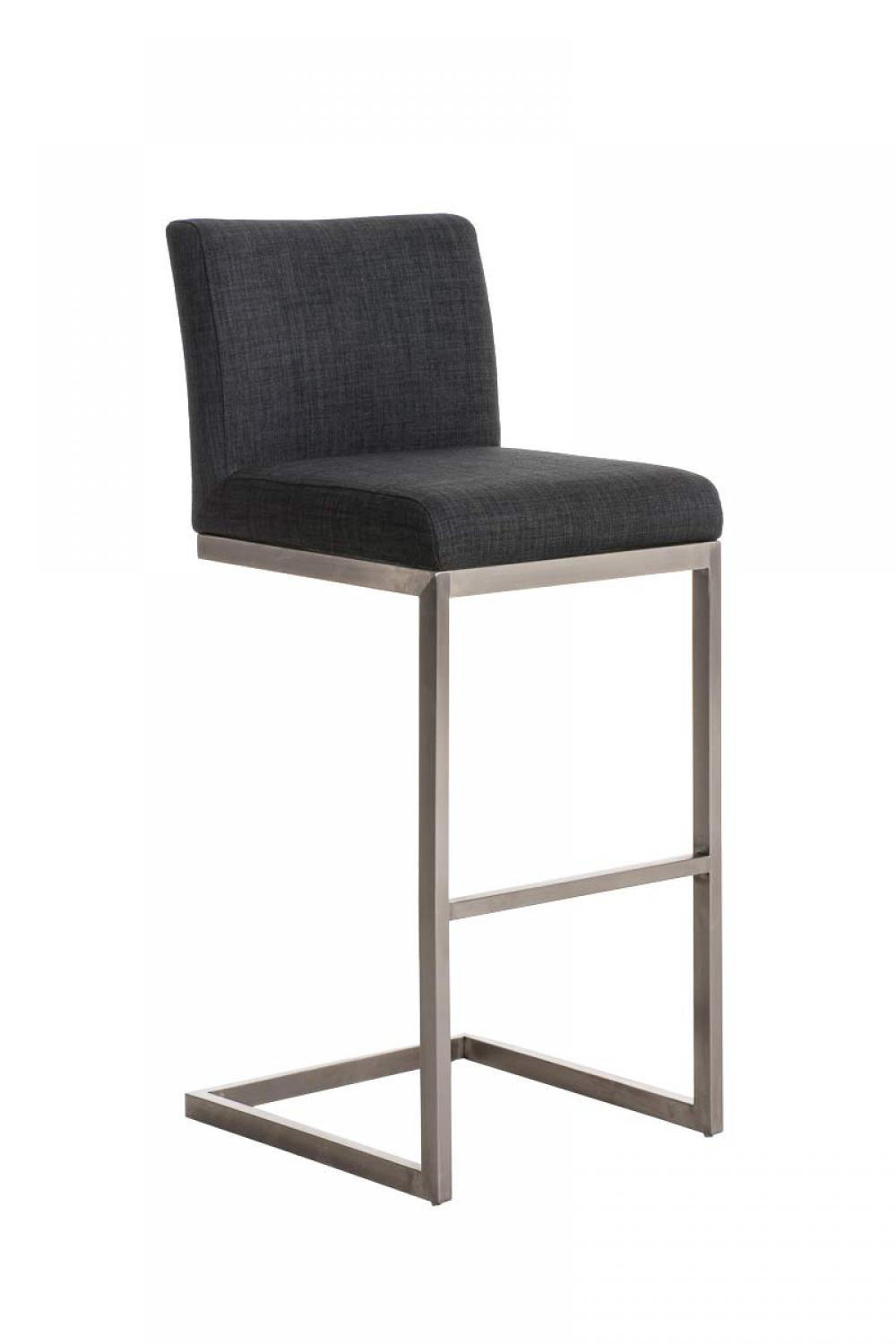 BARHOCKER Stoff Dunkelgrau - Chromfarben/Dunkelgrau, Textil/Metall (42/104/48cm) - CLP