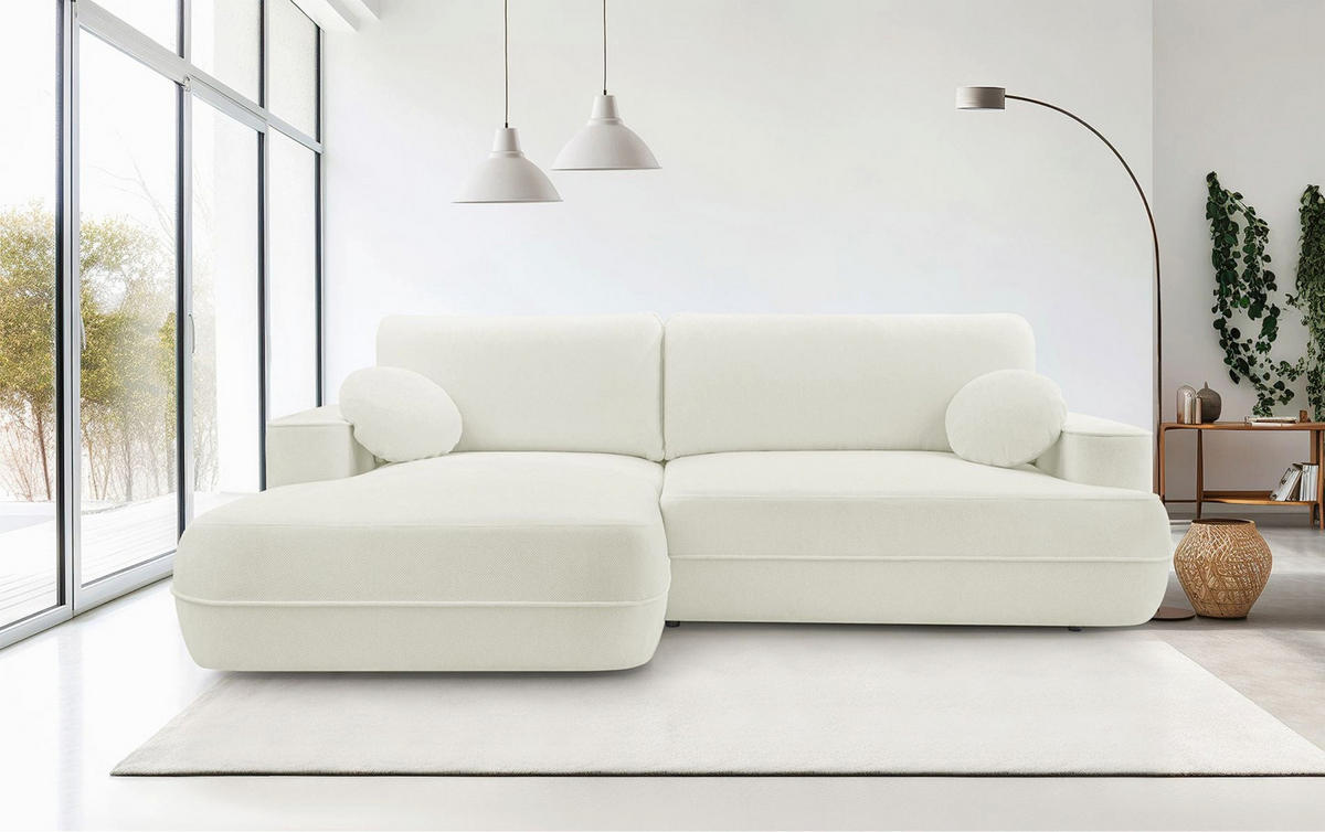 ECKSOFA Fuerro Weiß Strukturstoff - Schwarz/Weiß, Kunststoff/Textil (260/168cm) - Selsey