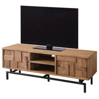 MASSIVES TV-LOWBOARD - Akazie / Schwarz - Schwarz/Akaziefarben, Holz/Metall (148/55/45cm) - home24