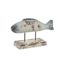 DEKOOBJEKT FISCH AUF FUß ANTIK AUßEN - Blau, Glas/Naturmaterialien (17/32/52cm) - J-Line