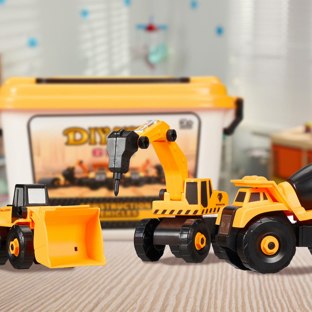 DĚTSKÁ vozidla na staveništi - různobarevná, plast (30/23/20cm) - Relaxdays