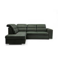 ECKSOFA CLOUD L Links mit Schlaffunktion 120x190 Velours Dunkelgrün - Chromfarben/Dunkelgrün, Holz/Kunststoff (202/260cm) - Muffo