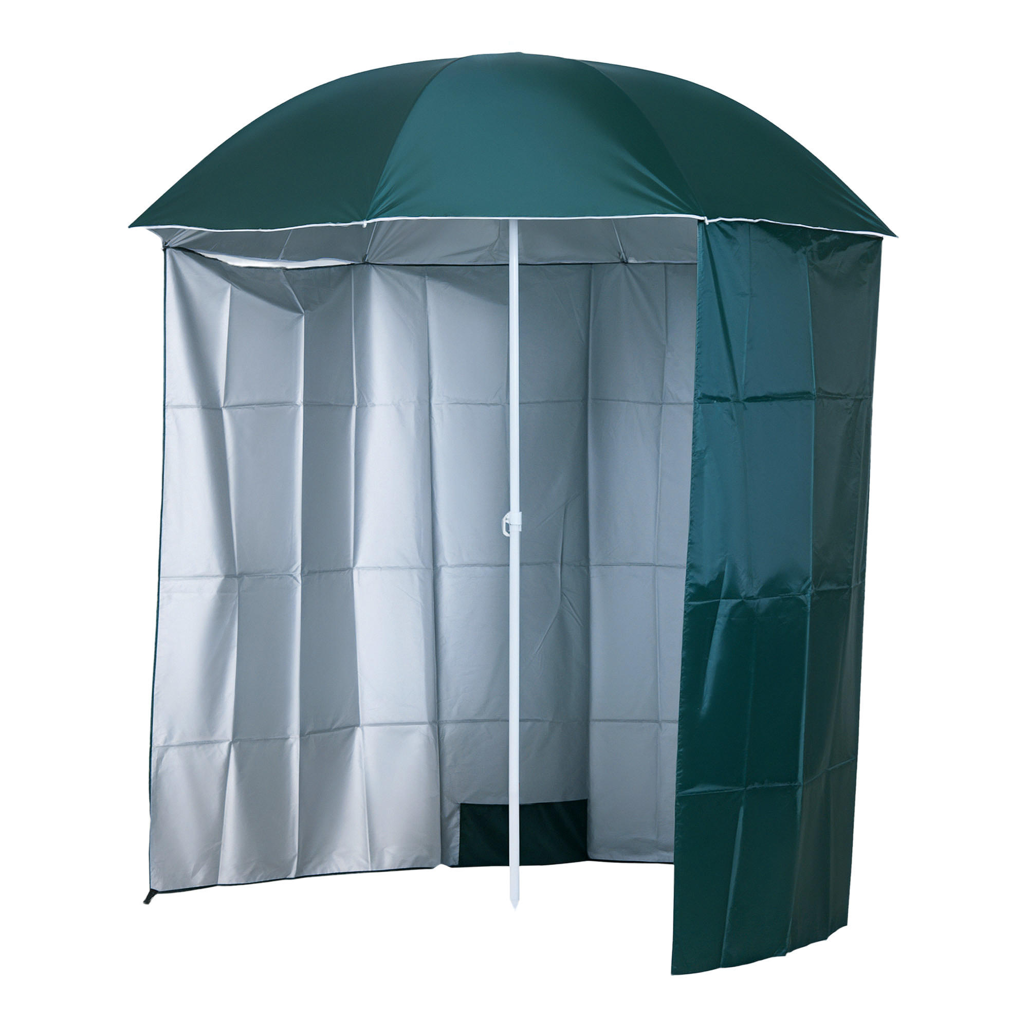 SONNENSCHIRM DE-05555 Mit Seitenwand, Strandschirm Dunkelgrün - Dunkelgrün, Textil/Metall (220/220cm) - ComfortXL