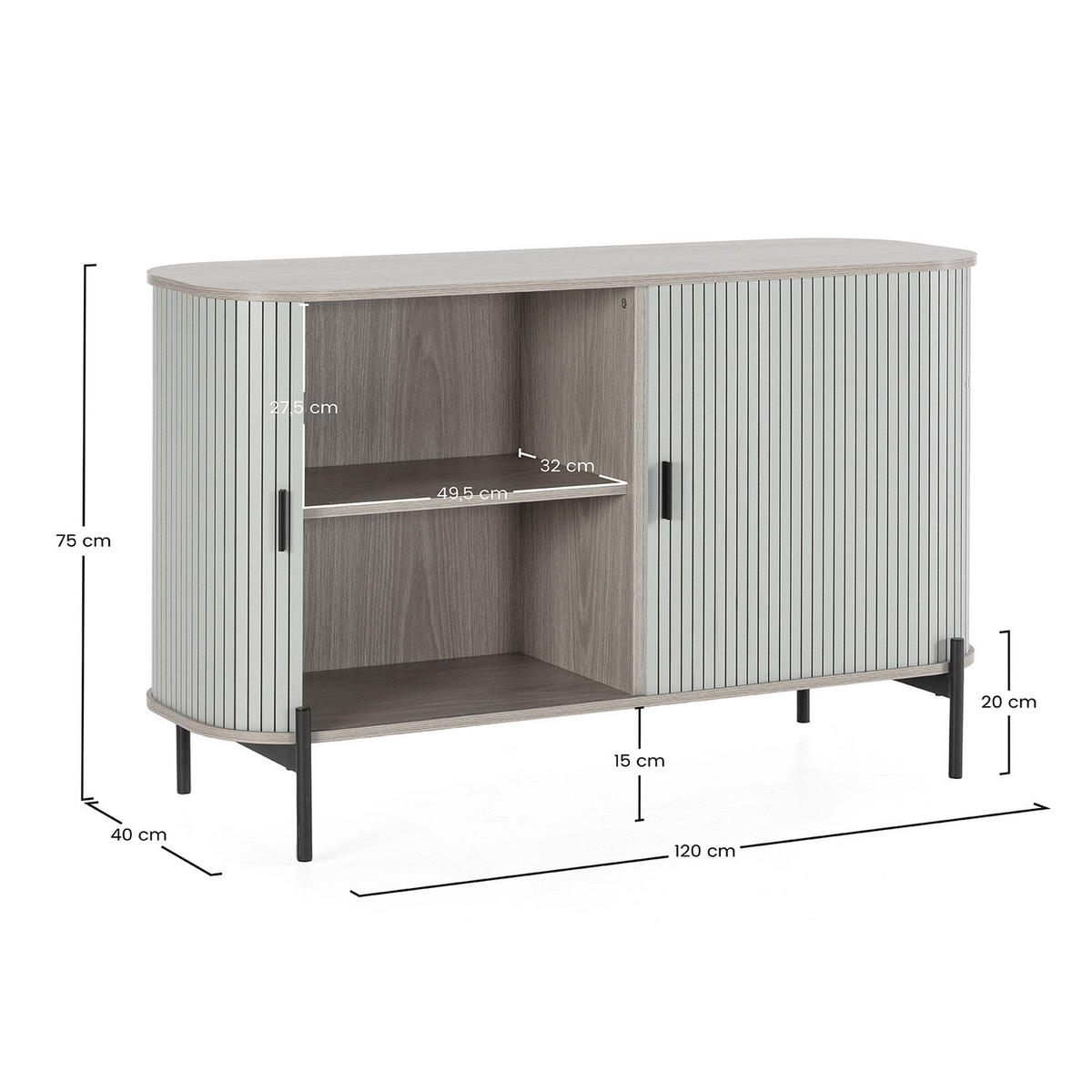 SIDEBOARD Mónaco 2 türen blaue Farbe - Blau, Holzwerkstoff (120/75/40cm)