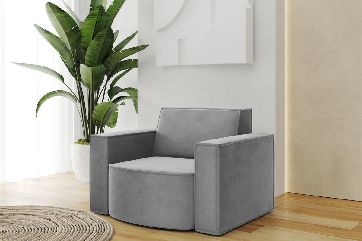 SOFASET Palma Ecksofa Sessel Opera - Grau, Holzwerkstoff/Textil (236/78/165cm) - Fun Möbel