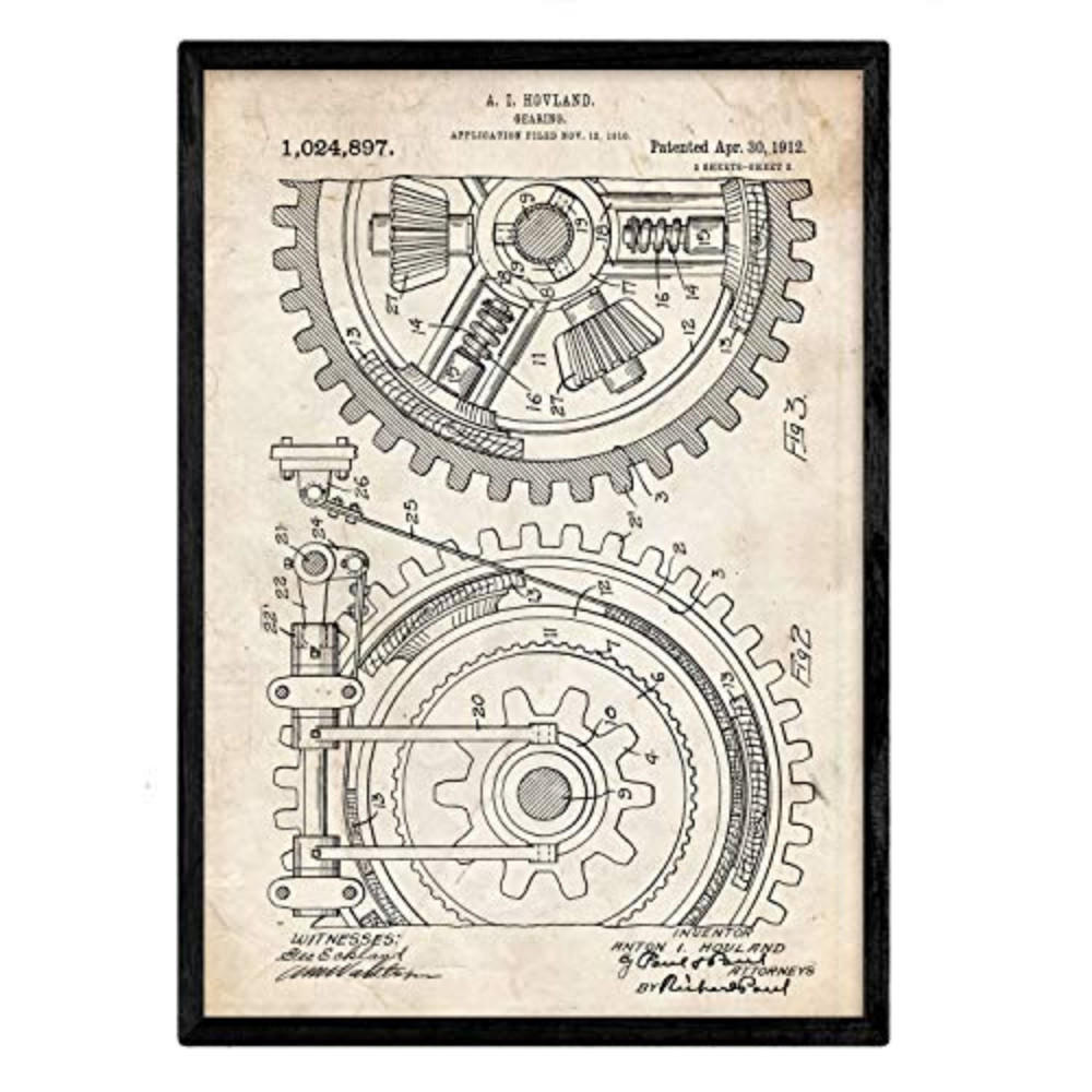 POSTER Getriebe 2 Patent A3 Rahmenlos - Klar, Papier (29.7/5/42cm) - Nacnic