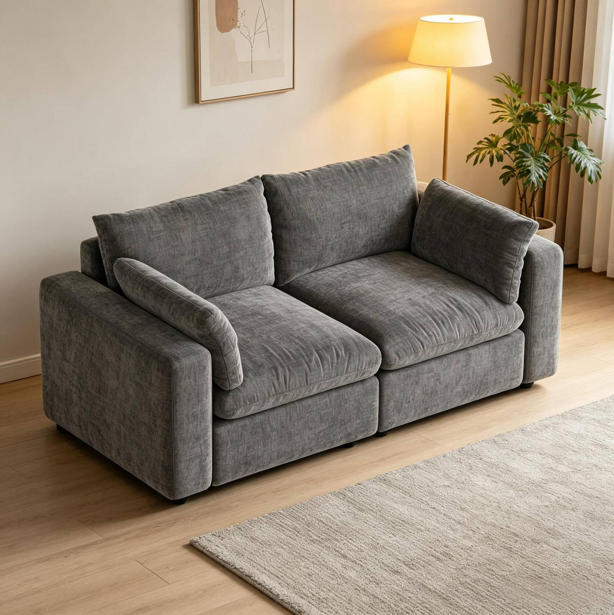 SOFA Modulares Design 180 x 91 x 83 cm Grey - Grau, Holzwerkstoff (180/83/91cm) - Meubliv