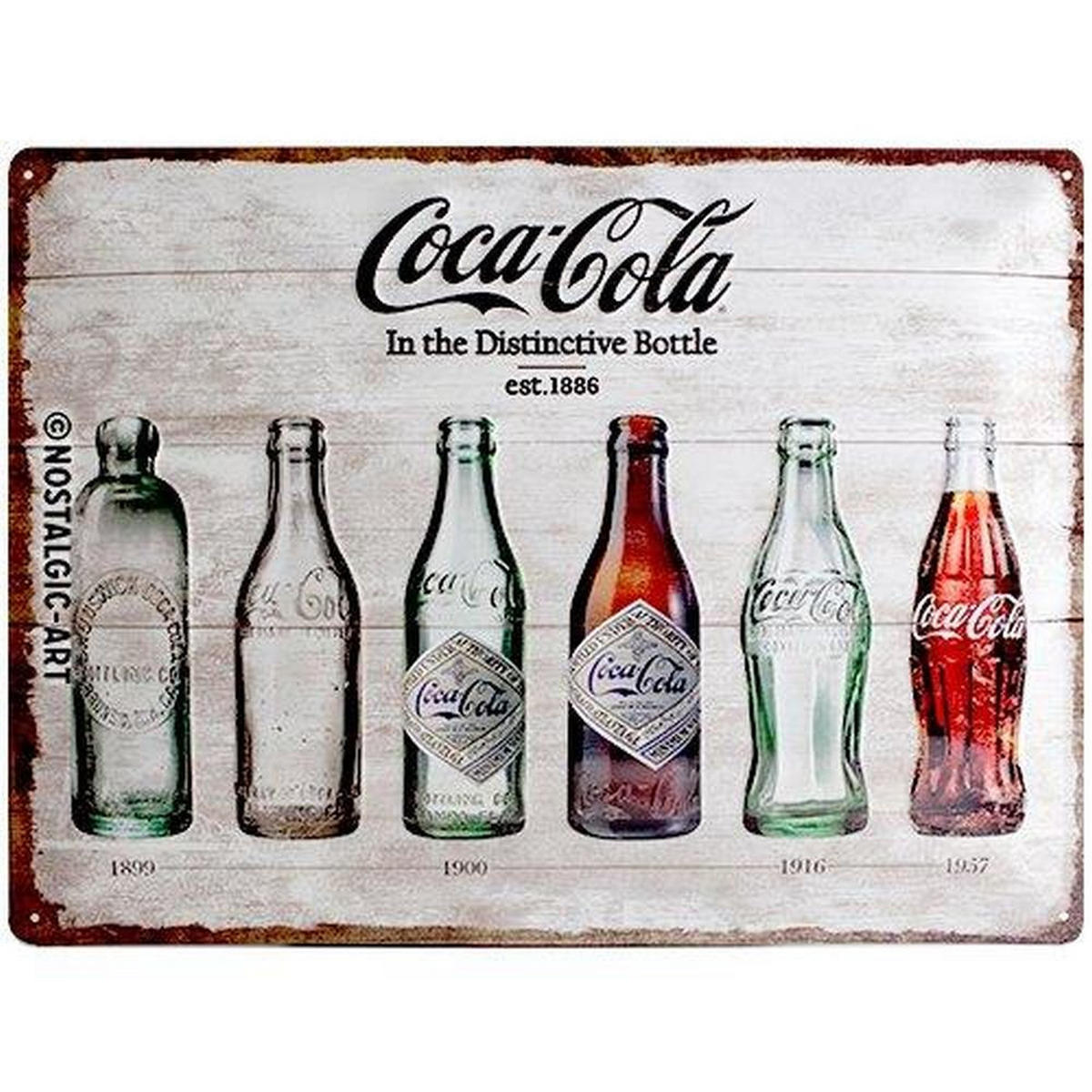 BLECHSCHILD 30/40 cm Coca-Cola Bottle Timeline - Multicolor, Metall (40/30/0.2cm) - Nostalgic-Art