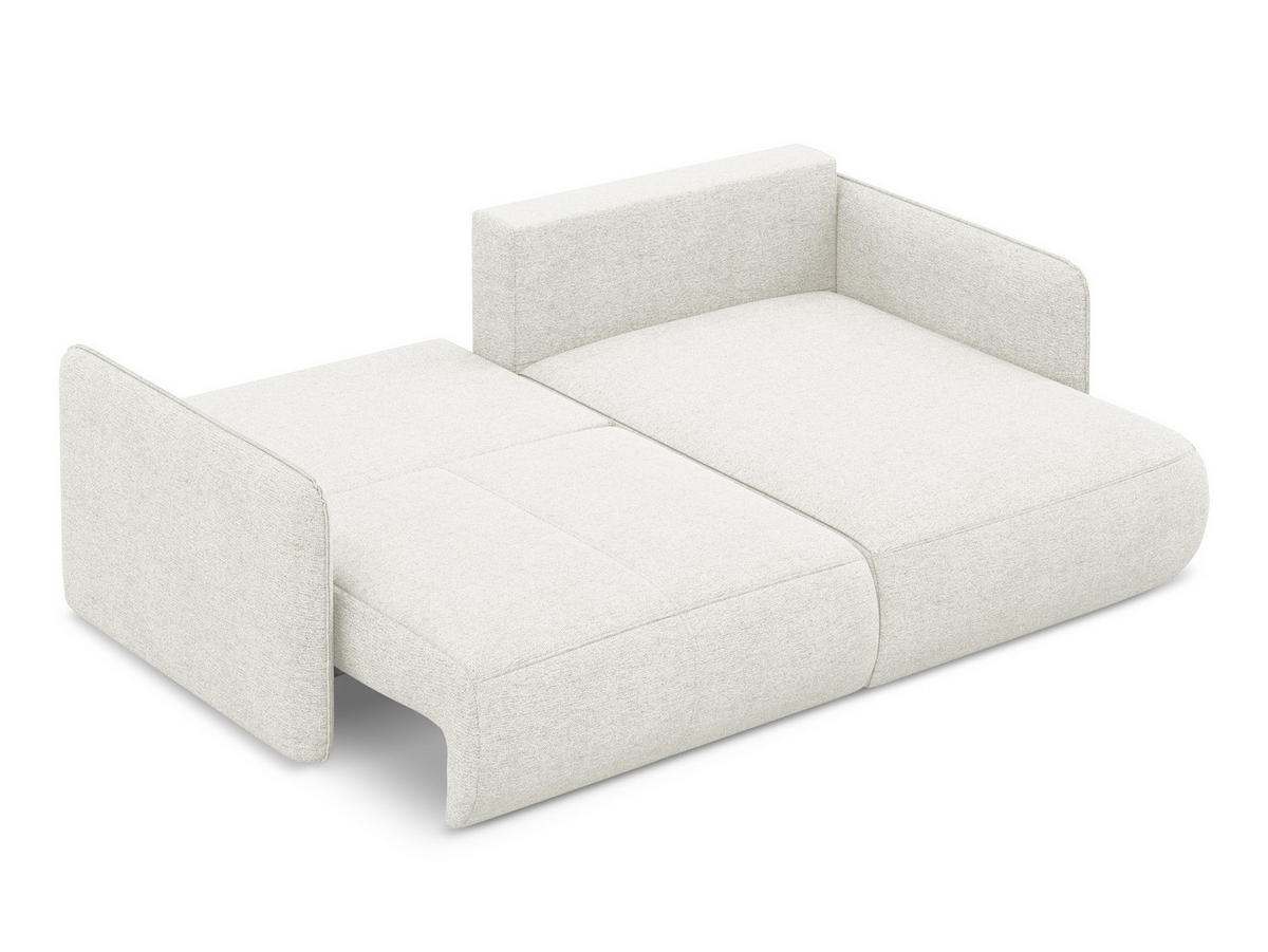 ECKSOFA mit Schlaffunktion Chenille Stoff Weiß - Schwarz/Weiß, Kunststoff/Textil (207/148cm) - Makamii