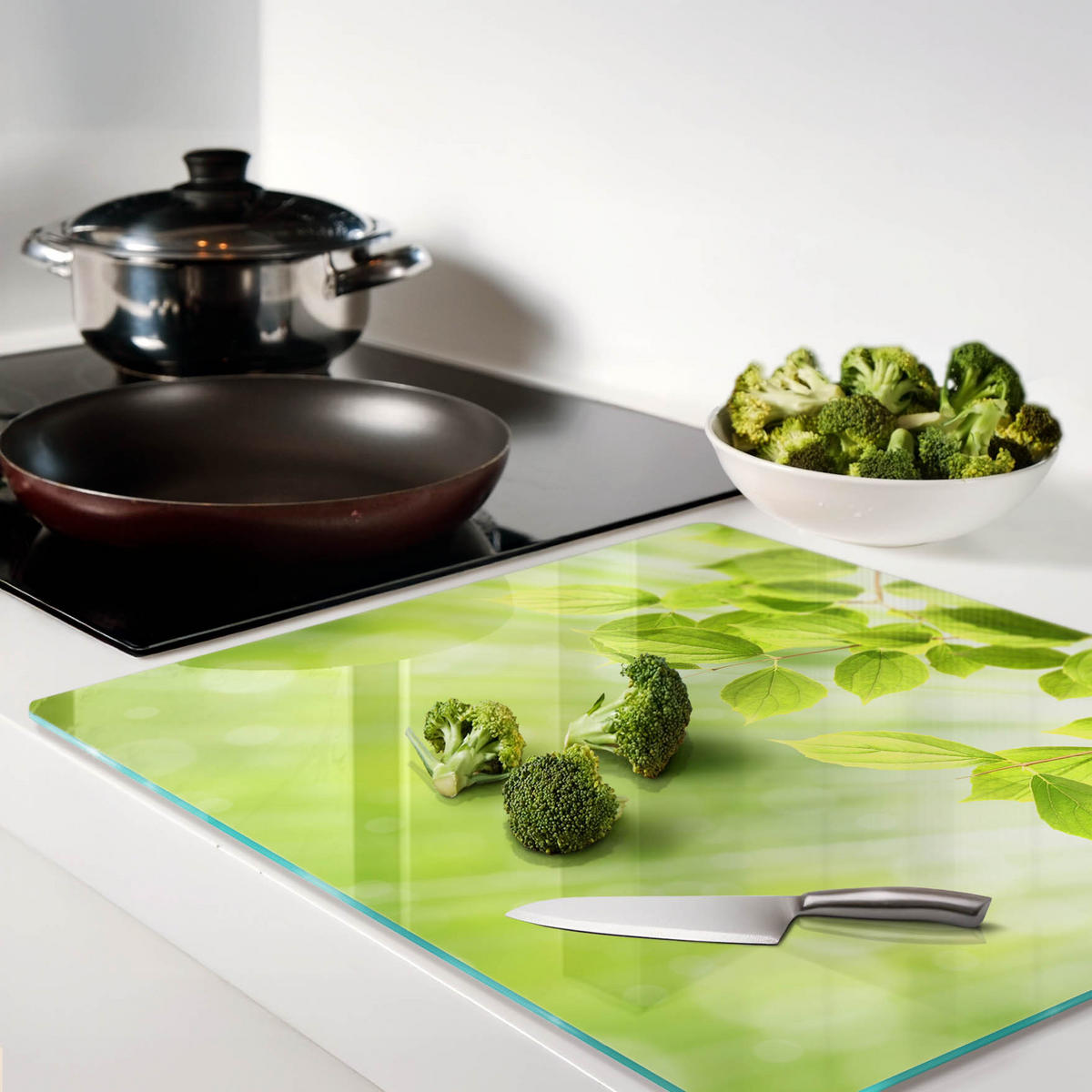 GLASPLATTE 60x52 cm Blätter - Grün, Glas (60/0.4/52cm) - TULUP