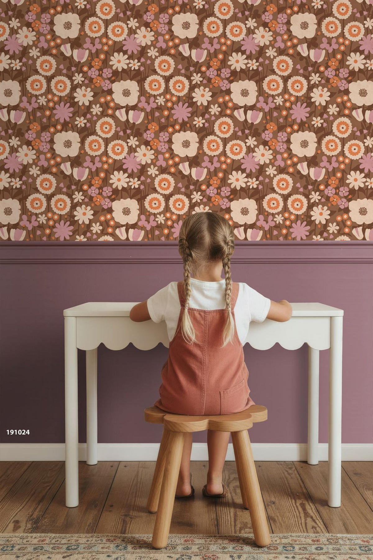 TAPETE Retro Blumen 50 x 900 cm - Braun, Papier (50/0.1cm) - ESTAhome