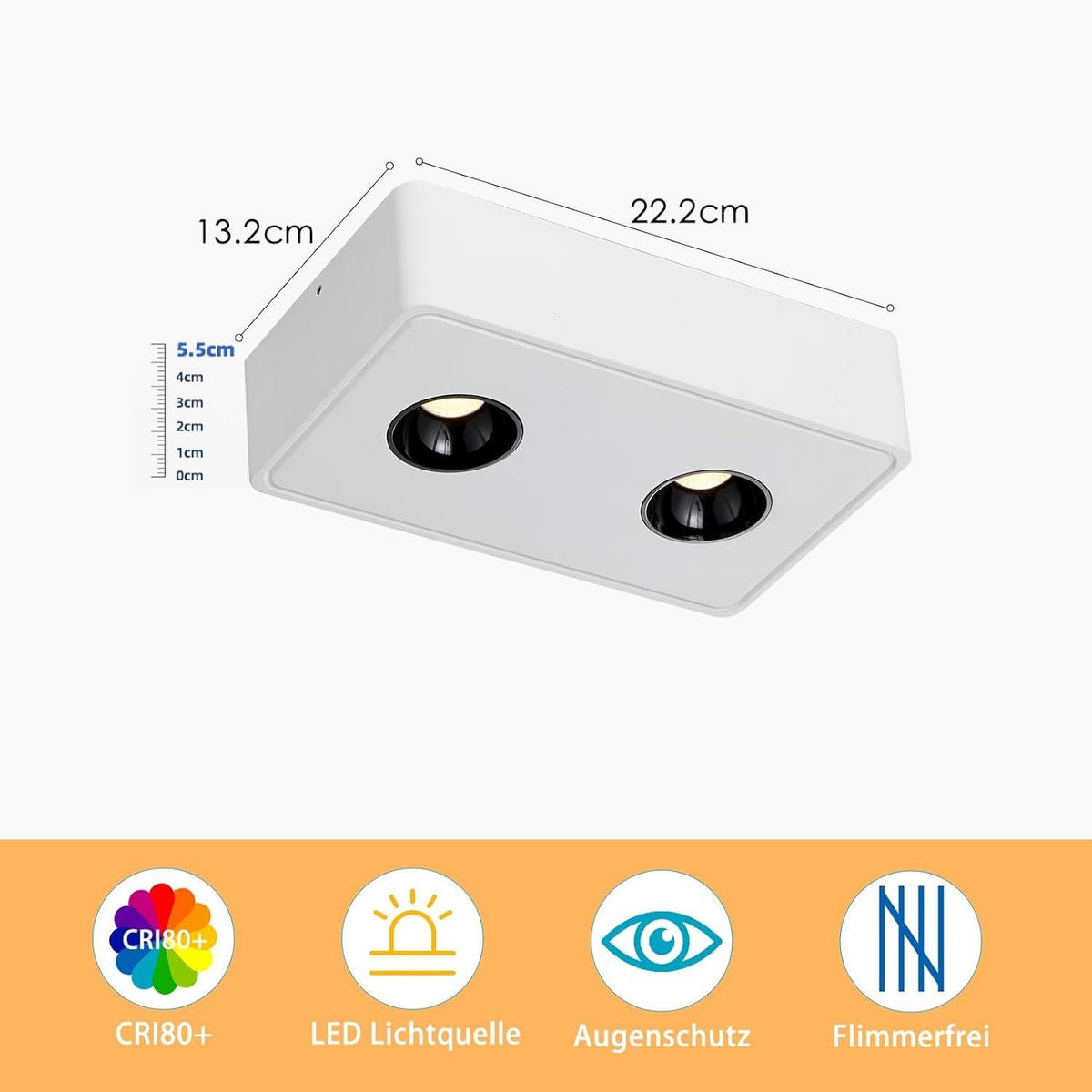 LED-STRAHLER Chopper 22.2/13.2/5.5cm - Weiß, Metall (22.2/13.2/5.5cm) - ZMH
