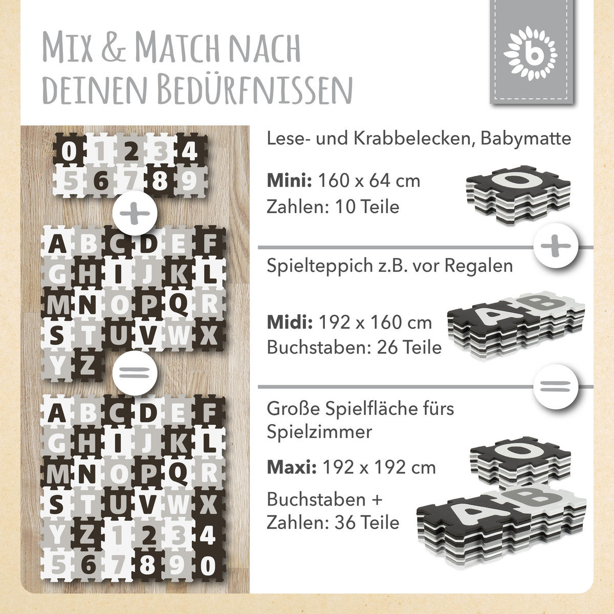 PUZZLEMATTE Kinder 26 Teile - Grau, Kunststoff (32/32cm) - Bieco Spielwaren