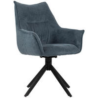 ESSZIMMERSTUHL Ginosa drehbar 60/90/64 cm - Blau/Schwarz, Textil/Metall (62/90/66cm) - Mr. Deko
