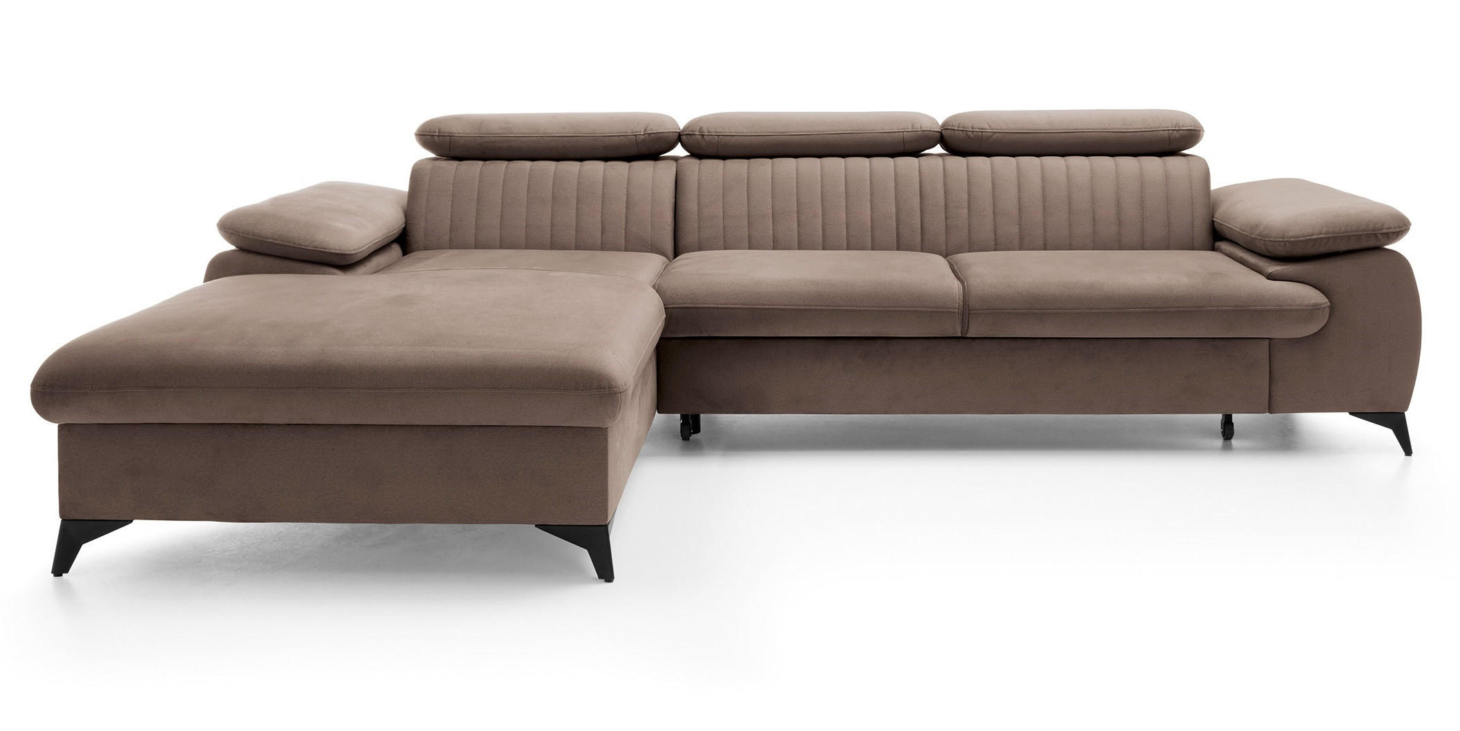 ECKSOFA 280 cm Xanto M, Schlaffunktion, verstellbaren Kopfstützen, Links, Braun - Braun, Holz (280/193cm) - Emporius