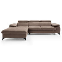 ECKSOFA 280 cm Xanto M, Schlaffunktion, verstellbaren Kopfstützen, Links, Braun - Braun, Holz (280/193cm) - Emporius