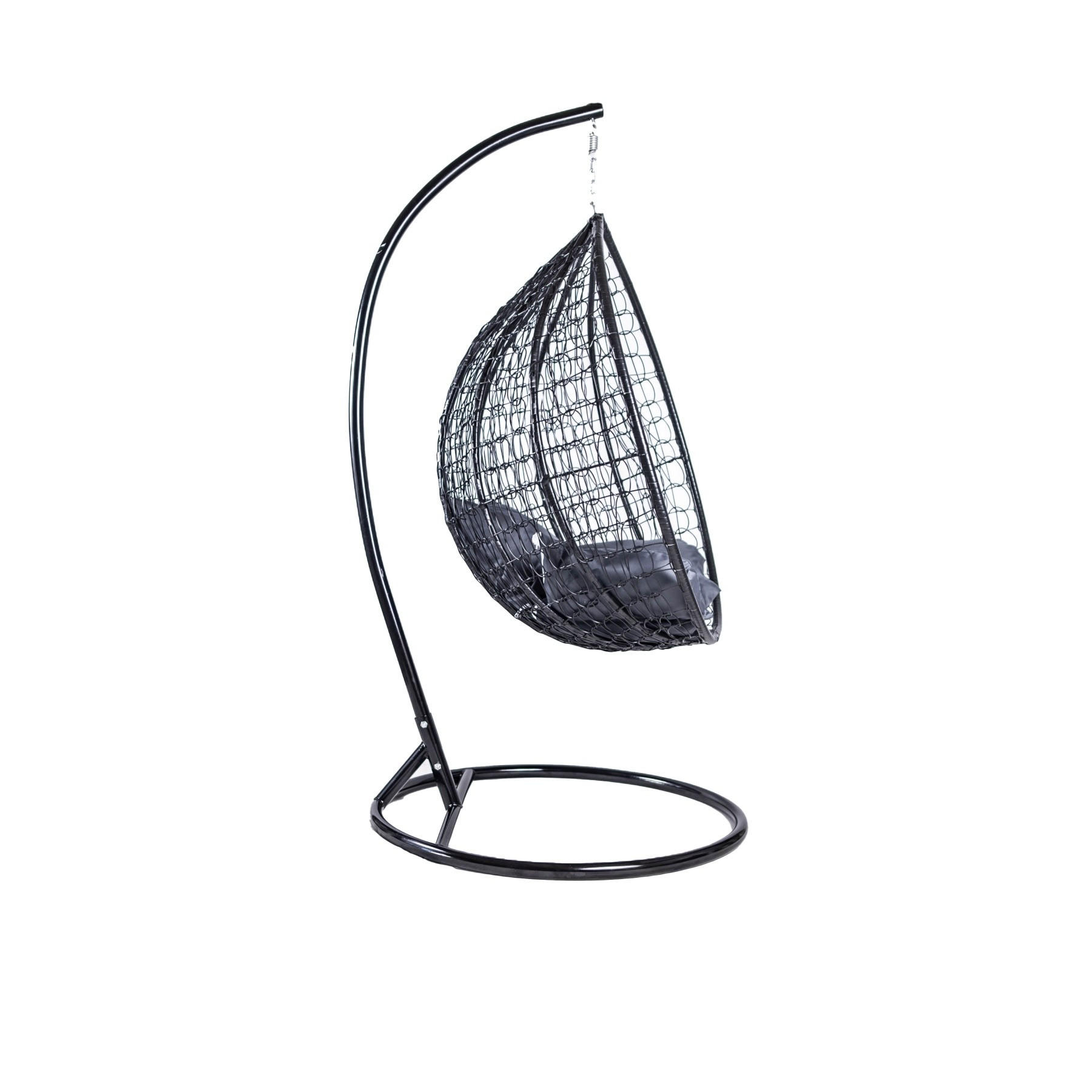 HÄNGESESSEL Cobe Schwarz, Graphit Kissen, Garten Hängesessel Kokon aus Technorattan - Graphitfarben/Schwarz, Kunststoff/Metall (107/198/68cm) - Bettso