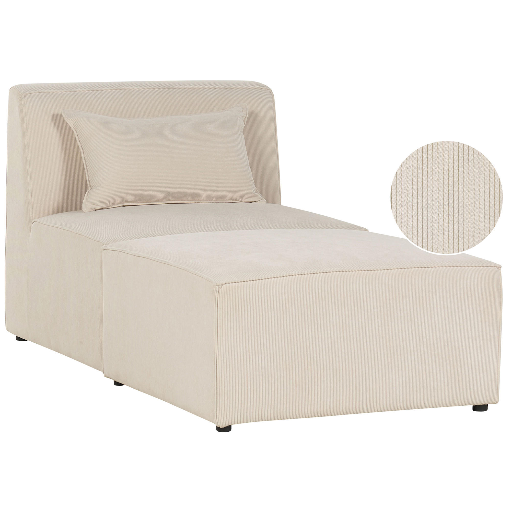 CHAISELOUNGE Cord hellbeige Lemvig - Champagner, Textil (83/41/166cm) - Beliani
