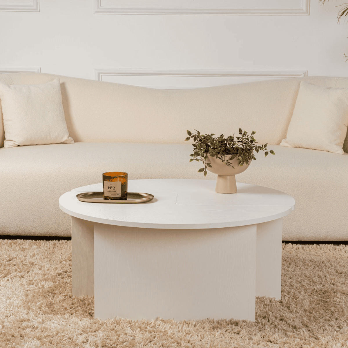 COUCHTISCH moira Blanc de bois - Eiche Bianco, Holzwerkstoff (65/90/41cm) - Calicosy