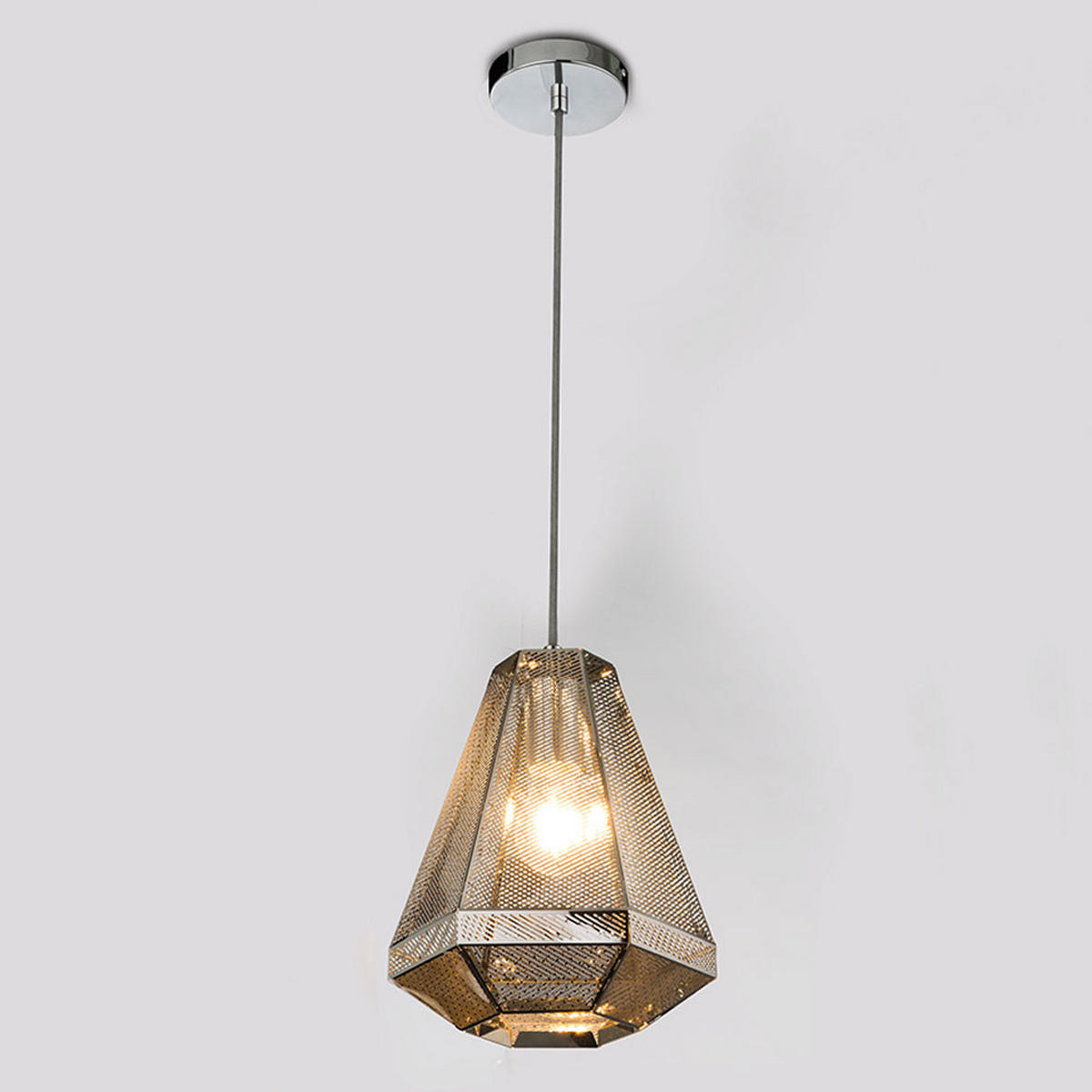 HÄNGELEUCHTE BRANDON Chrom Silber - Silberfarben, Metall (24/24/129cm) - Globo Lighting